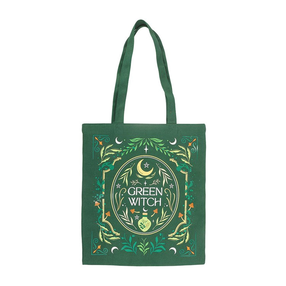 Green - Front - Something Different Green Witch Tote Bag