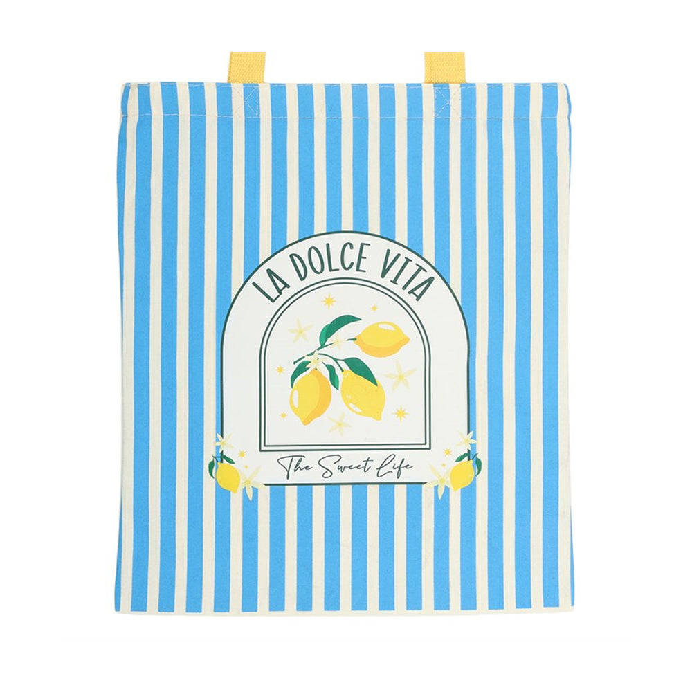 Blue-White-Yellow - Side - Something Different La Dolce Vita Tote Bag