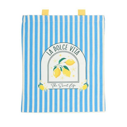 Blue-White-Yellow - Side - Something Different La Dolce Vita Tote Bag