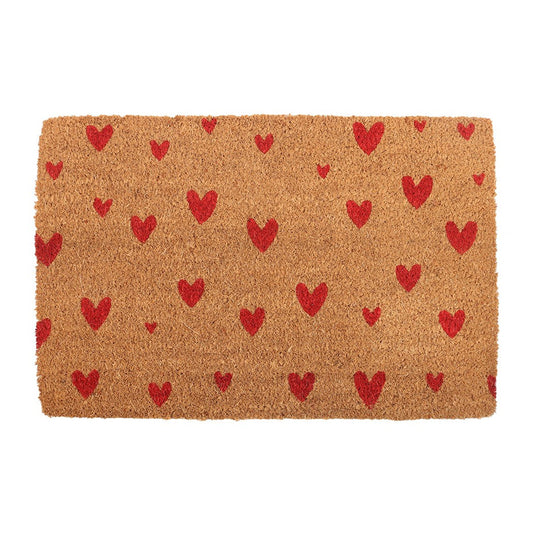 Natural - Front - Something Different Red Love Heart Door Mat