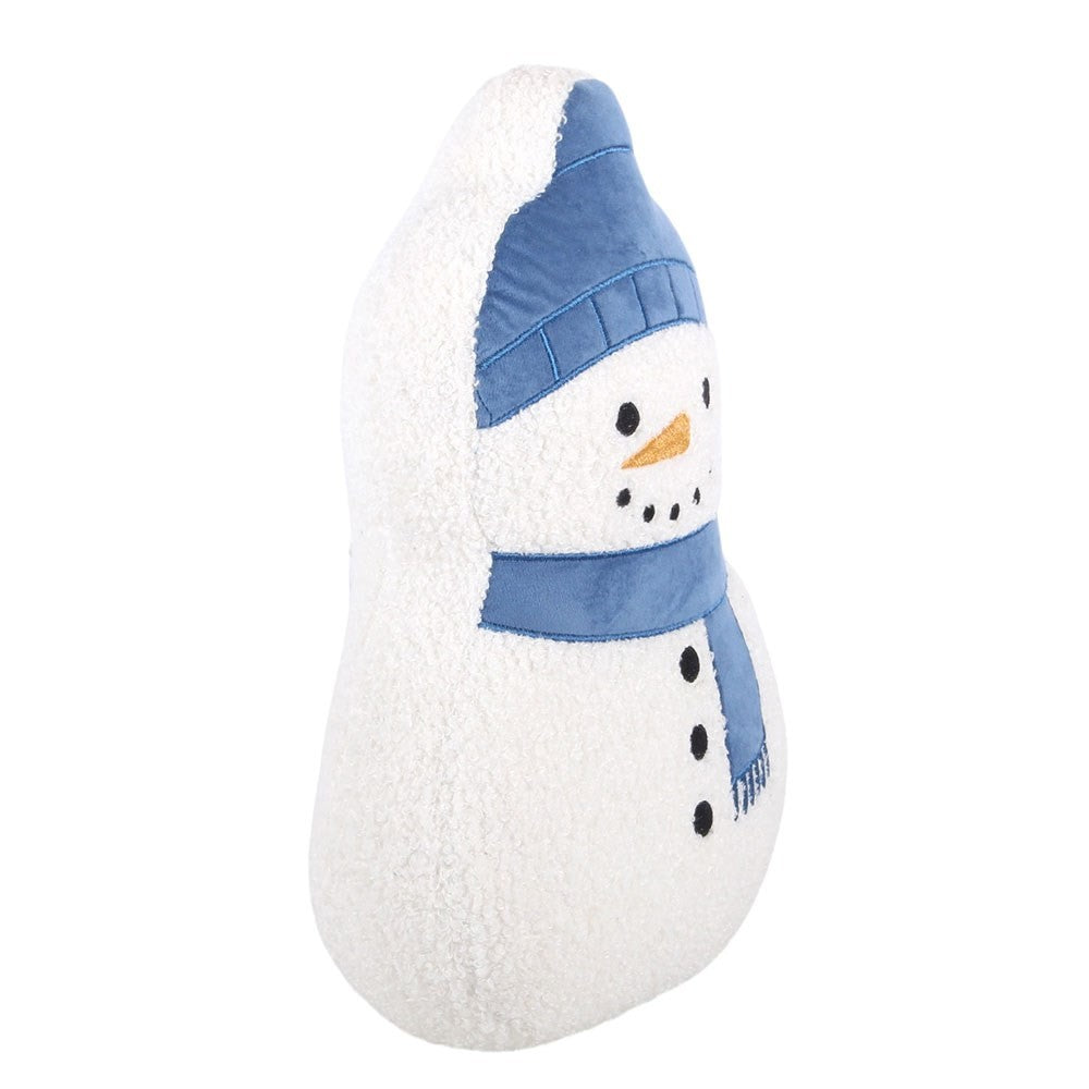White-Blue - Side - Something Different Bouclé Snowman Filled Cushion