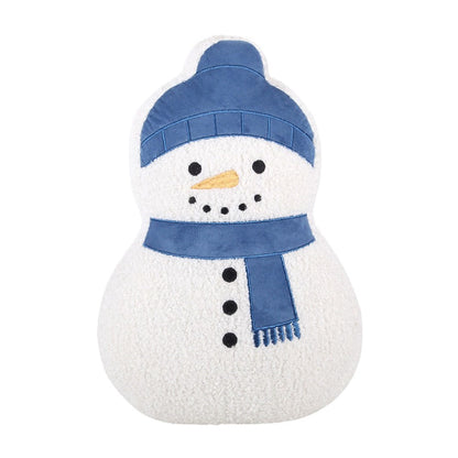 White-Blue - Front - Something Different Bouclé Snowman Filled Cushion