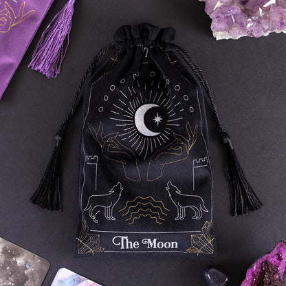 Black - Back - Something Different Moon Drawstring Bag