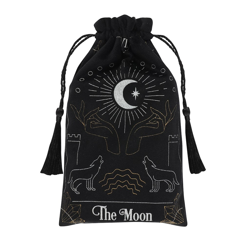 Black - Front - Something Different Moon Drawstring Bag