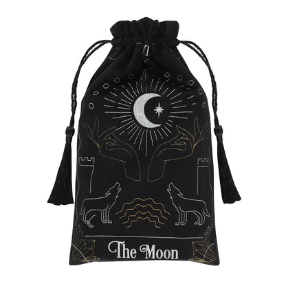 Black - Front - Something Different Moon Drawstring Bag