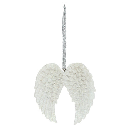 White-Silver - Front - Something Different Angel Wings Hanging Ornament