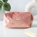 Pink - Back - Something Different Good Vibes Only Velvet Toiletry Bag