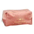 Pink - Front - Something Different Good Vibes Only Velvet Toiletry Bag