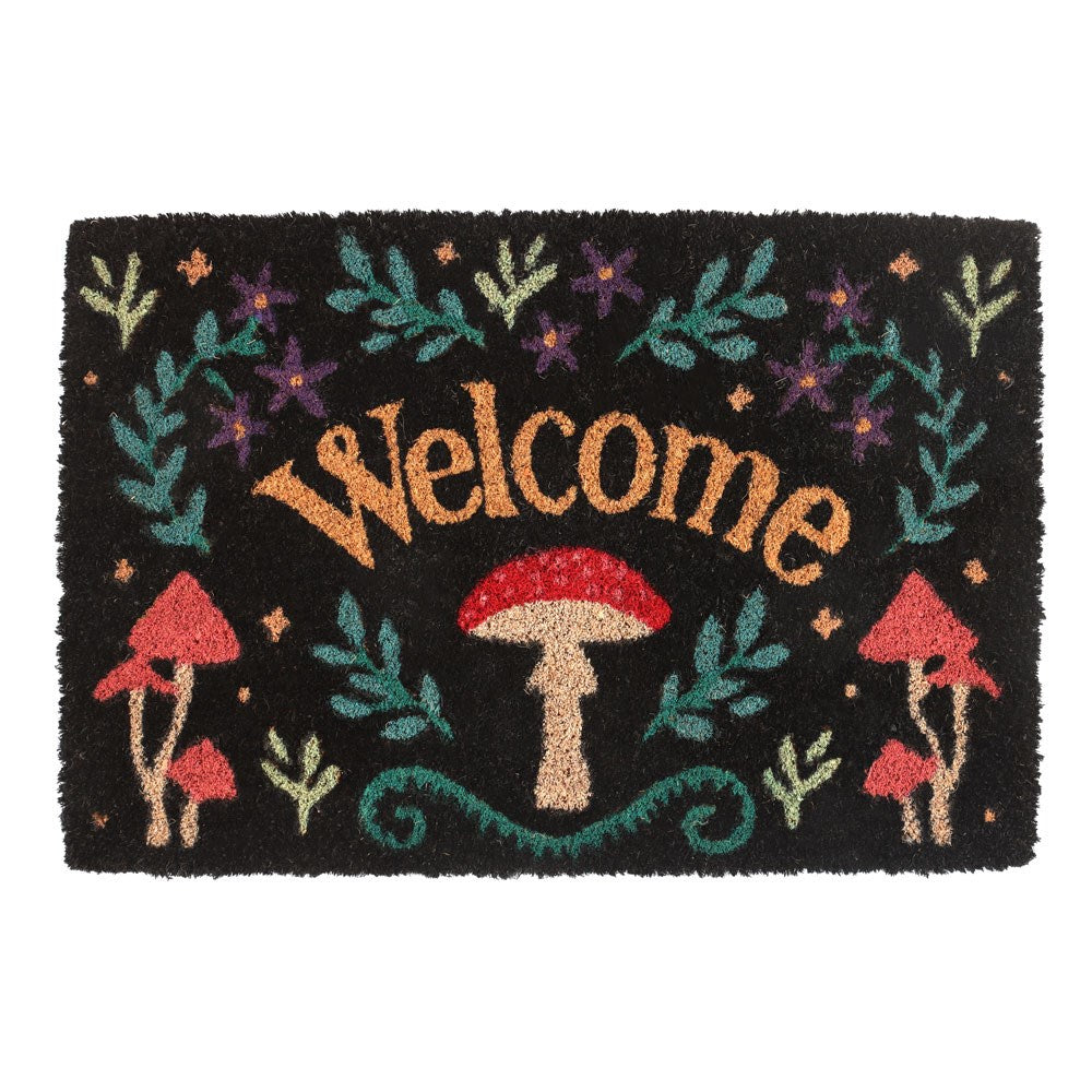 Black - Front - Something Different Welcome Mushroom Door Mat
