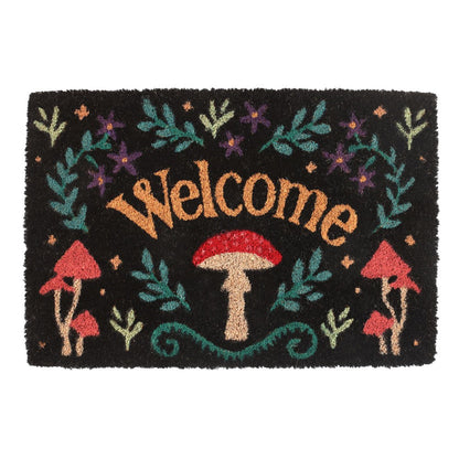 Black - Front - Something Different Welcome Mushroom Door Mat