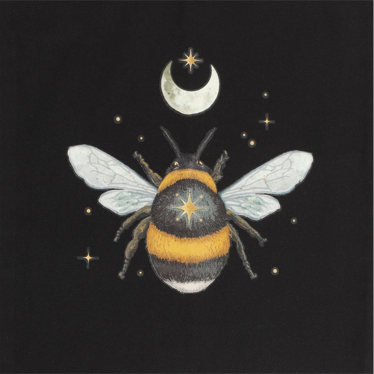 Black-White-Yellow - Side - Something Different Forest Bee Cotton Tote Bag