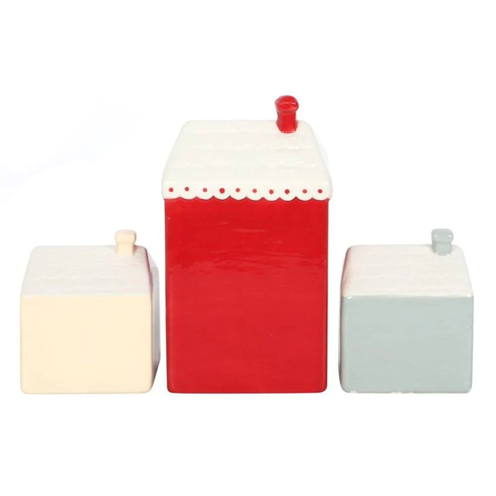 Cream-Red - Back - Something Different Houses Christmas Decoration Set (Pack of 3)