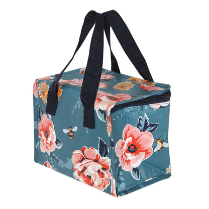 Navy Blue-Pink - Back - Something Different Bee-utiful Floral Lunch Bag