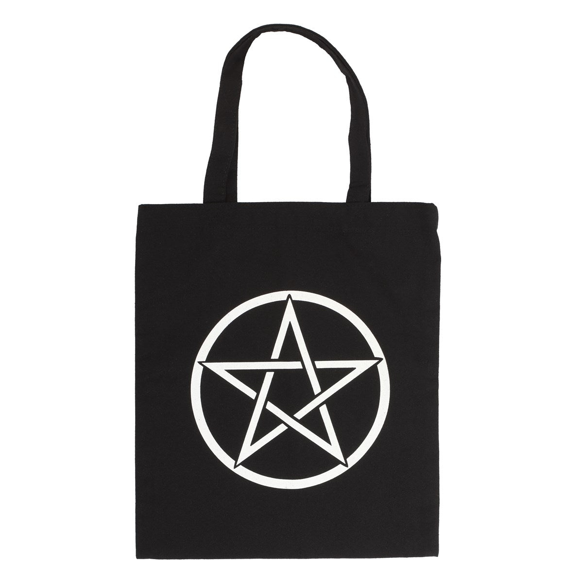 Black-White - Front - Something Different Pentagram Cotton Tote Bag