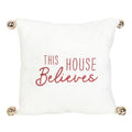 White-Red - Front - Something Different This House Believes Bells Christmas Cushion