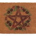 Brown-Green-Red - Side - Something Different Winter Solstice Pentagram Door Mat