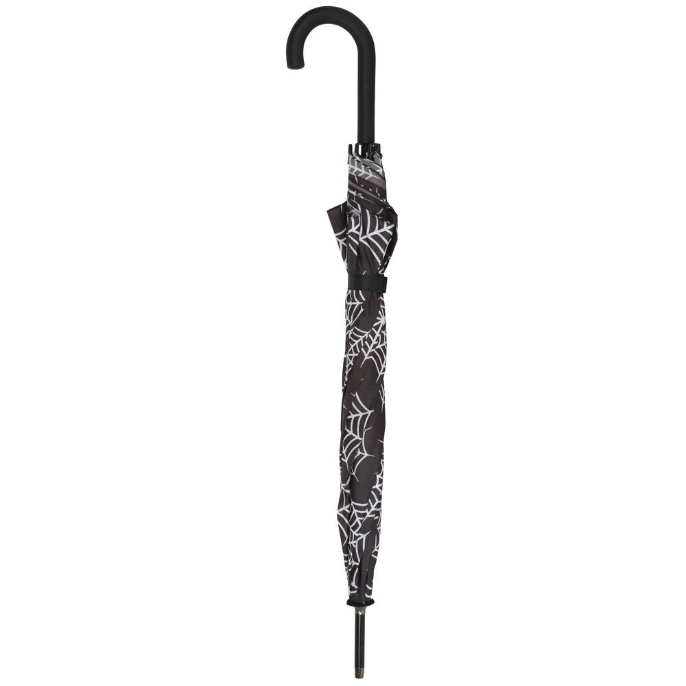 Black-White - Side - Something Different Spider Web All-Over Print Stick Umbrella