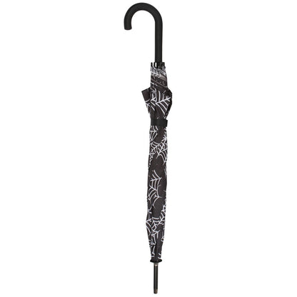 Black-White - Side - Something Different Spider Web All-Over Print Stick Umbrella