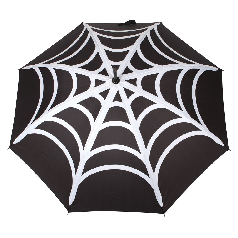 Black-White - Back - Something Different Spider Web Stick Umbrella