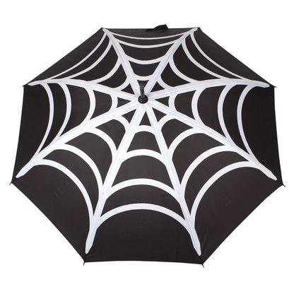 Black-White - Back - Something Different Spider Web Stick Umbrella