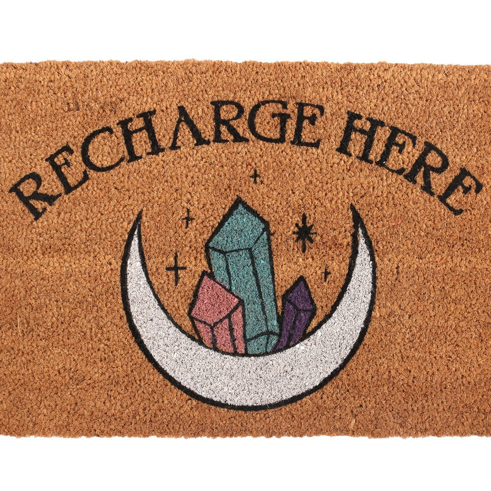 Brown - Side - Something Different Natural Recharge Here Crystal Door Mat