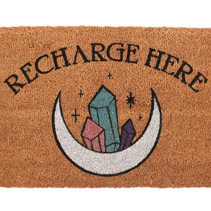 Brown - Side - Something Different Natural Recharge Here Crystal Door Mat