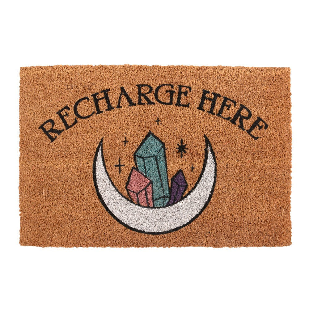 Brown - Front - Something Different Natural Recharge Here Crystal Door Mat