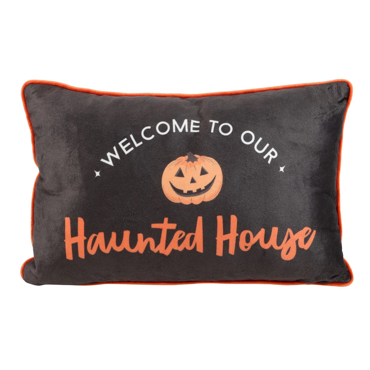 Black-Orange - Front - Something Different Haunted House Rectangular Filled Cushion