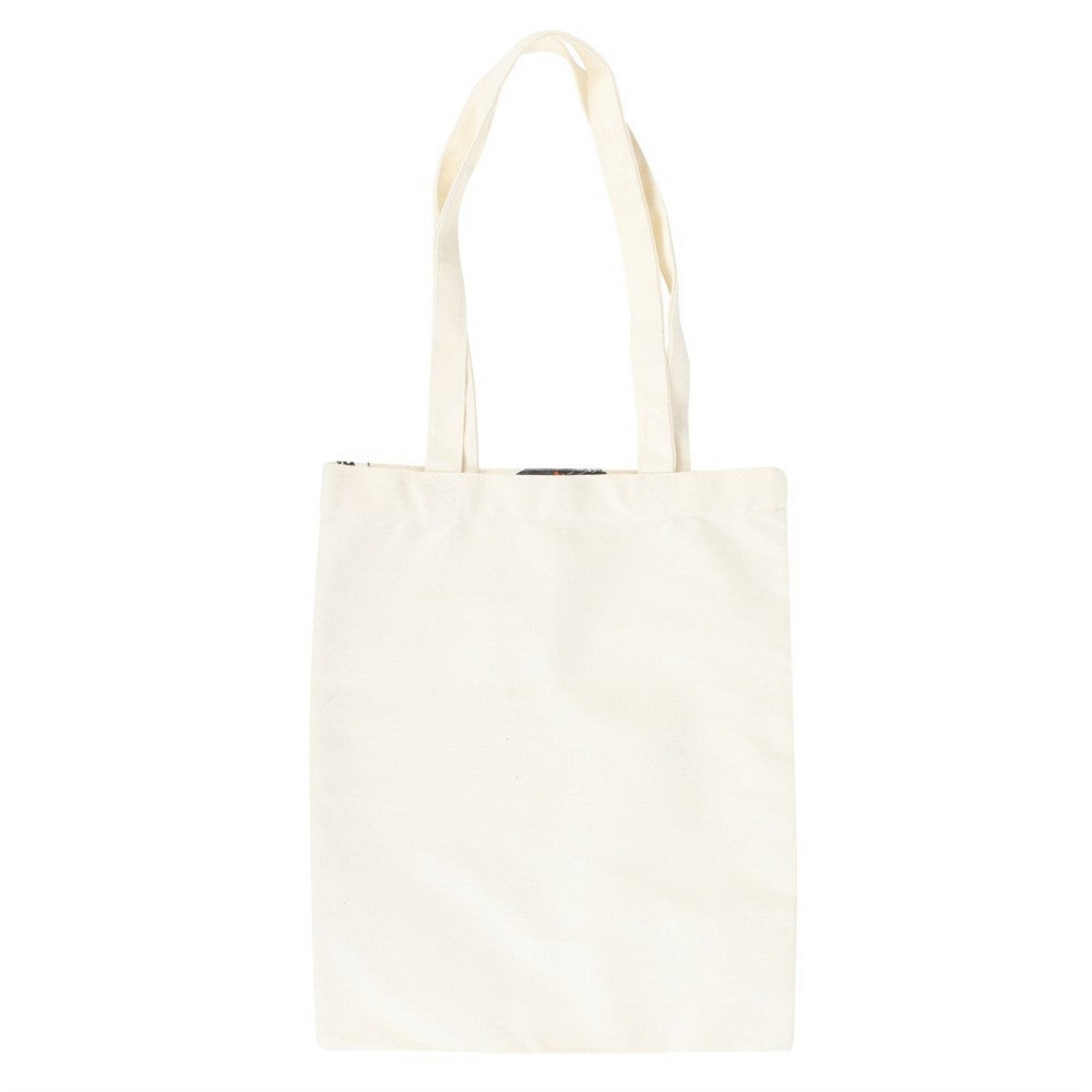 White - Back - Something Different Spooky Cat And Pumpkin Polycotton Tote Bag