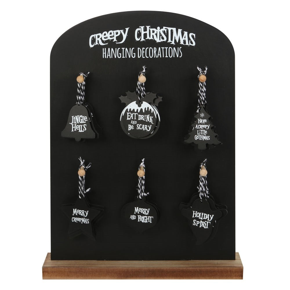 Black - Front - Something Different Creepy Hanging Sign Set (Pack of 36)