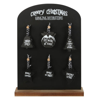 Black - Front - Something Different Creepy Hanging Sign Set (Pack of 36)