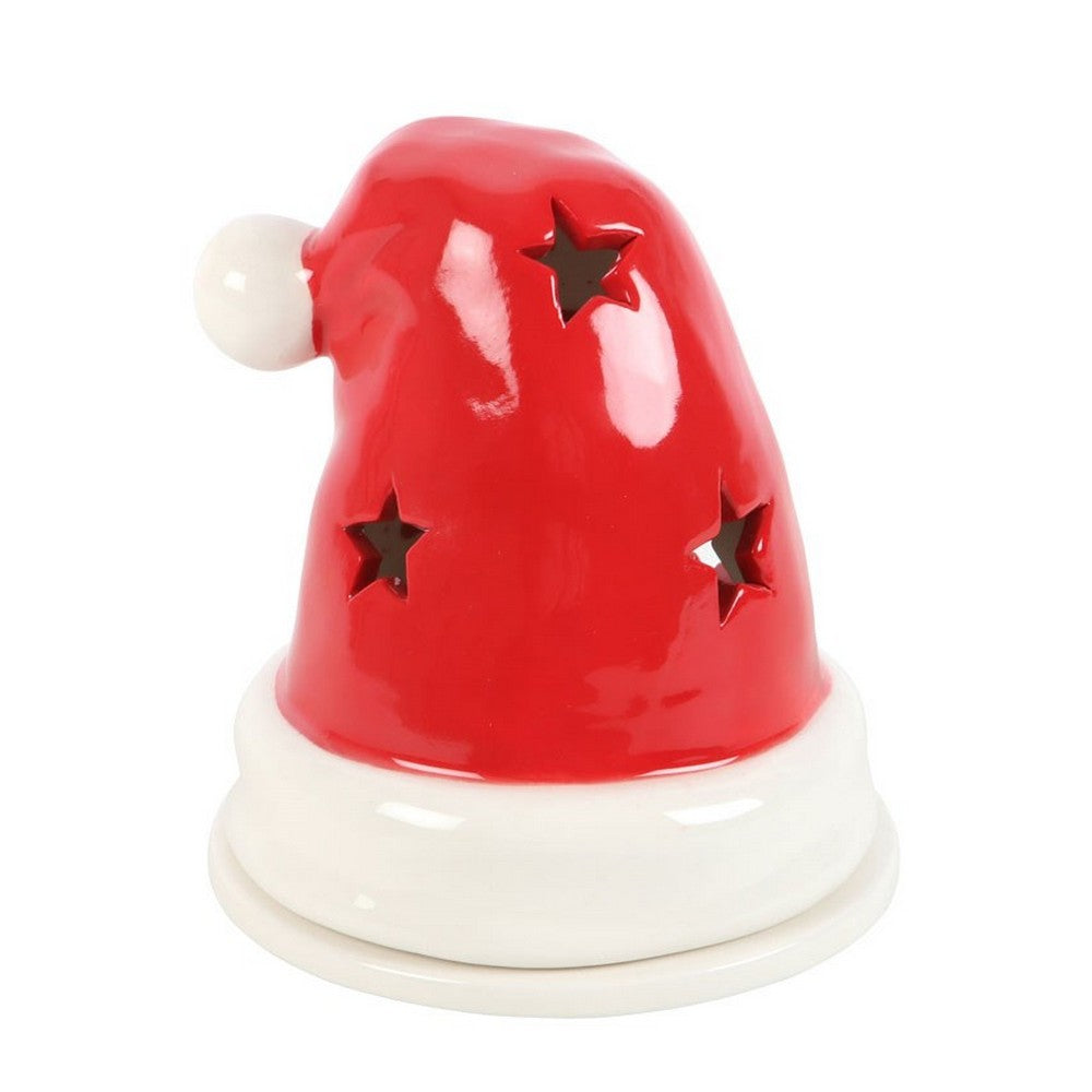 Red-White - Side - Something Different Santa Hat Tealight And Incense Cone Holder