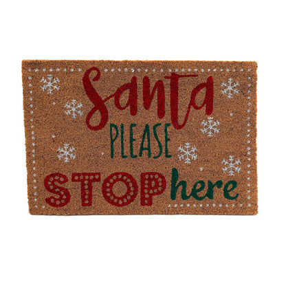 Natural - Back - Something Different Santa Please Stop Here Door Mat