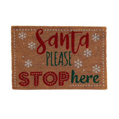 Natural - Front - Something Different Santa Please Stop Here Door Mat