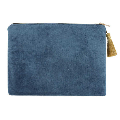 Blue - Back - Something Different Midnight Hare Velvet Cosmetic Bag