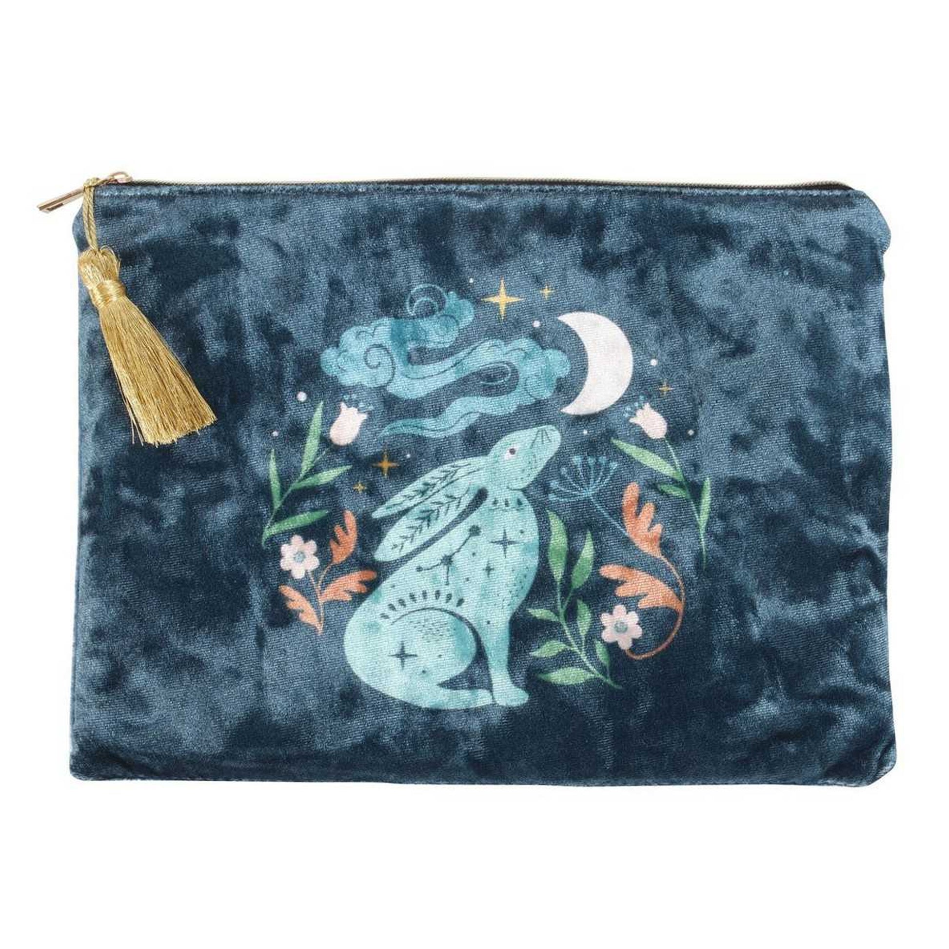 Blue - Front - Something Different Midnight Hare Velvet Cosmetic Bag