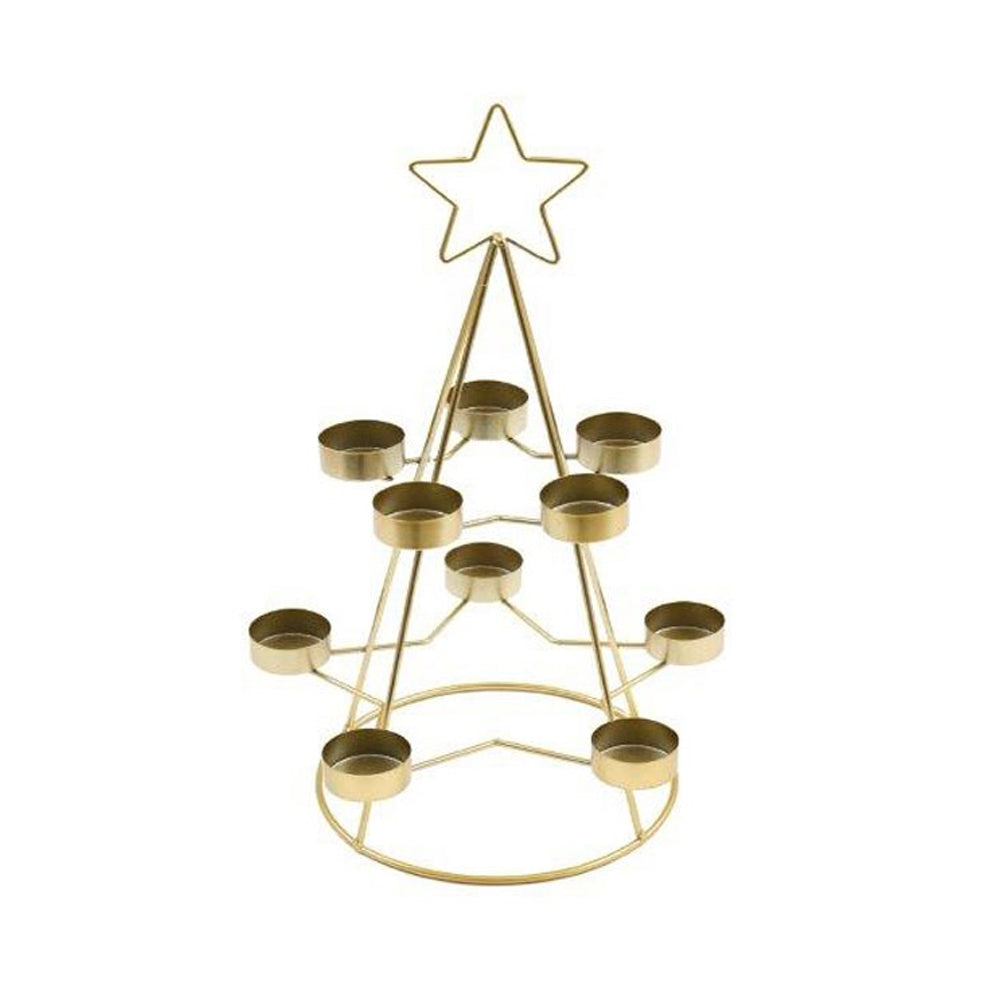 Gold - Front - Something Different Multi Star Christmas Tealight Holder