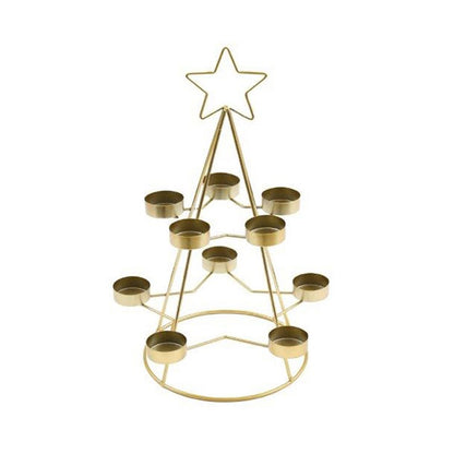 Gold - Front - Something Different Multi Star Christmas Tealight Holder