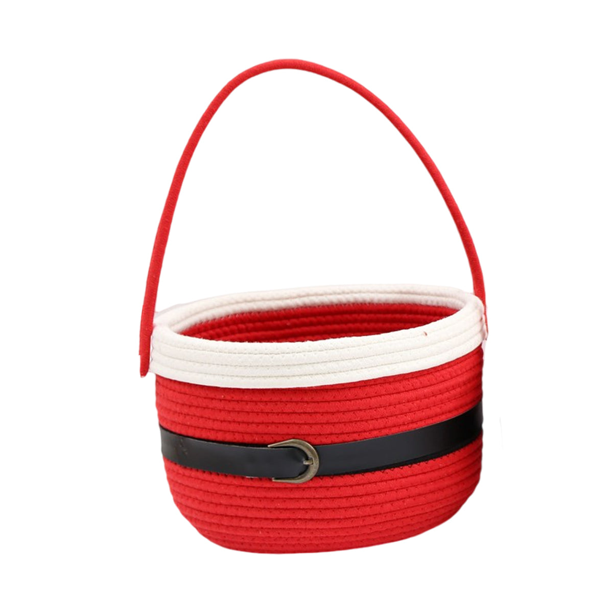 Red-White - Back - Something Different Christmas Basket With Handle (Pack of 3)