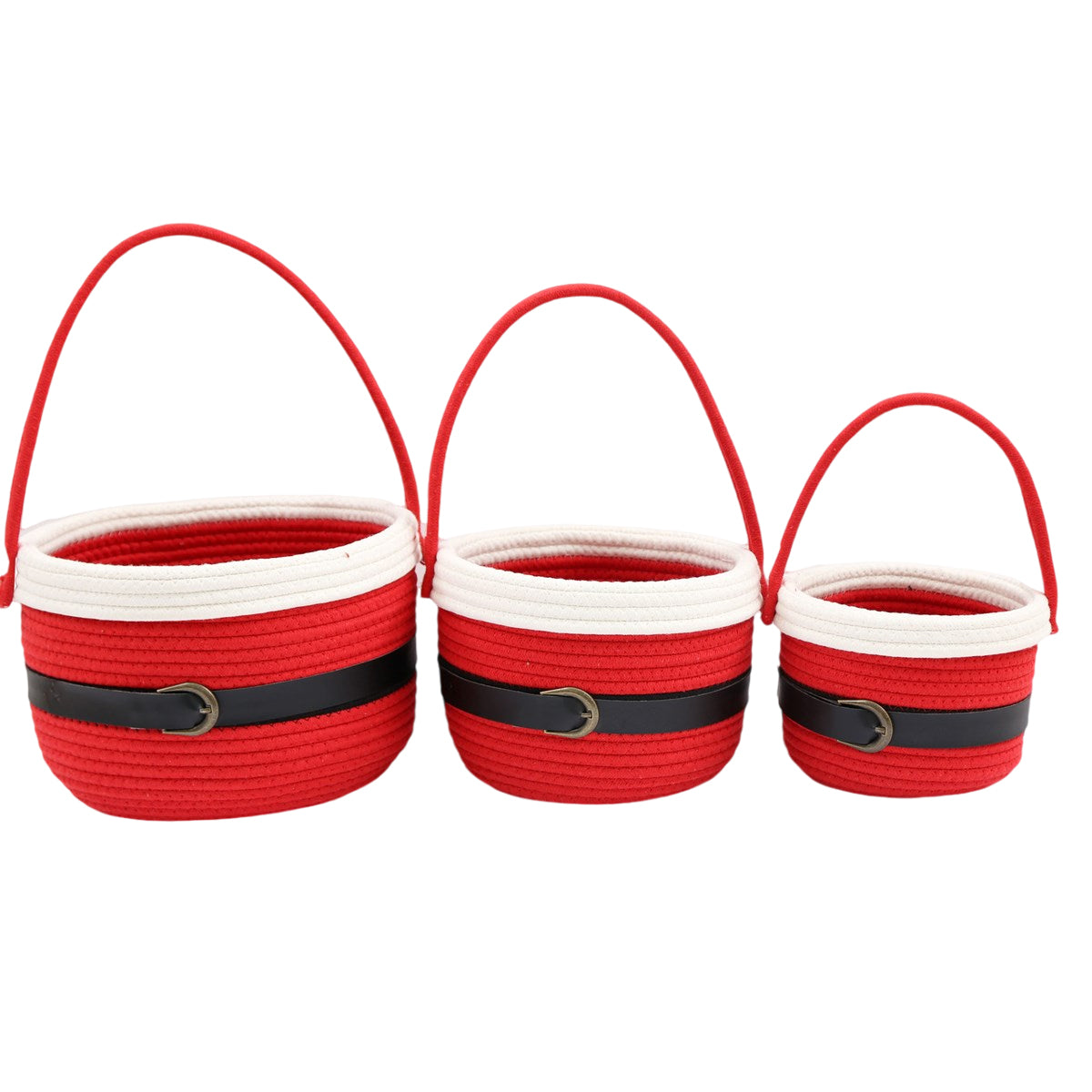 Red-White - Front - Something Different Christmas Basket With Handle (Pack of 3)