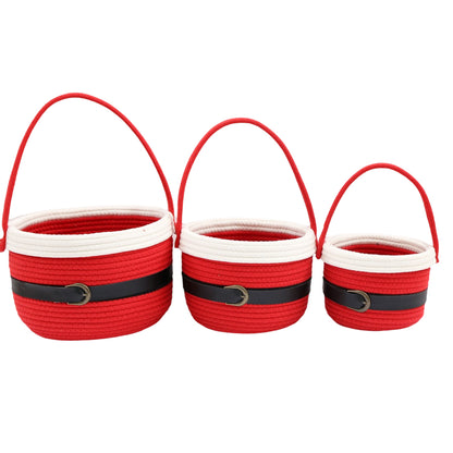 Red-White - Front - Something Different Christmas Basket With Handle (Pack of 3)
