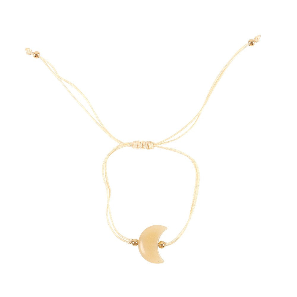 Yellow - Front - Something Different Be Brave Yellow Jade Crescent Moon Bracelet