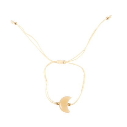 Yellow - Front - Something Different Be Brave Yellow Jade Crescent Moon Bracelet