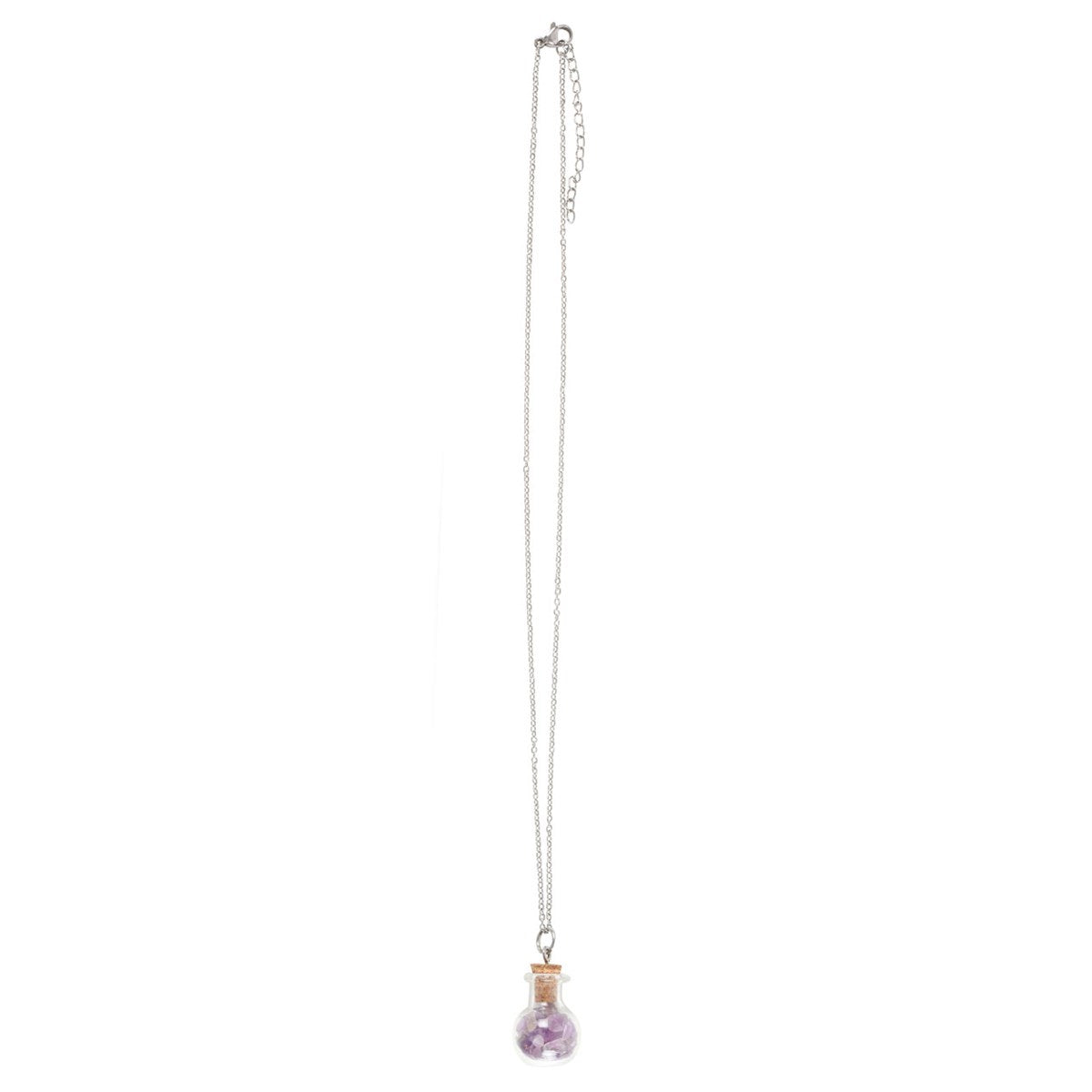 Purple-Silver - Front - Something Different Calming Amethyst Crystal Potion Bottle Necklace