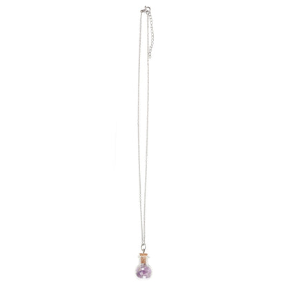 Purple-Silver - Front - Something Different Calming Amethyst Crystal Potion Bottle Necklace