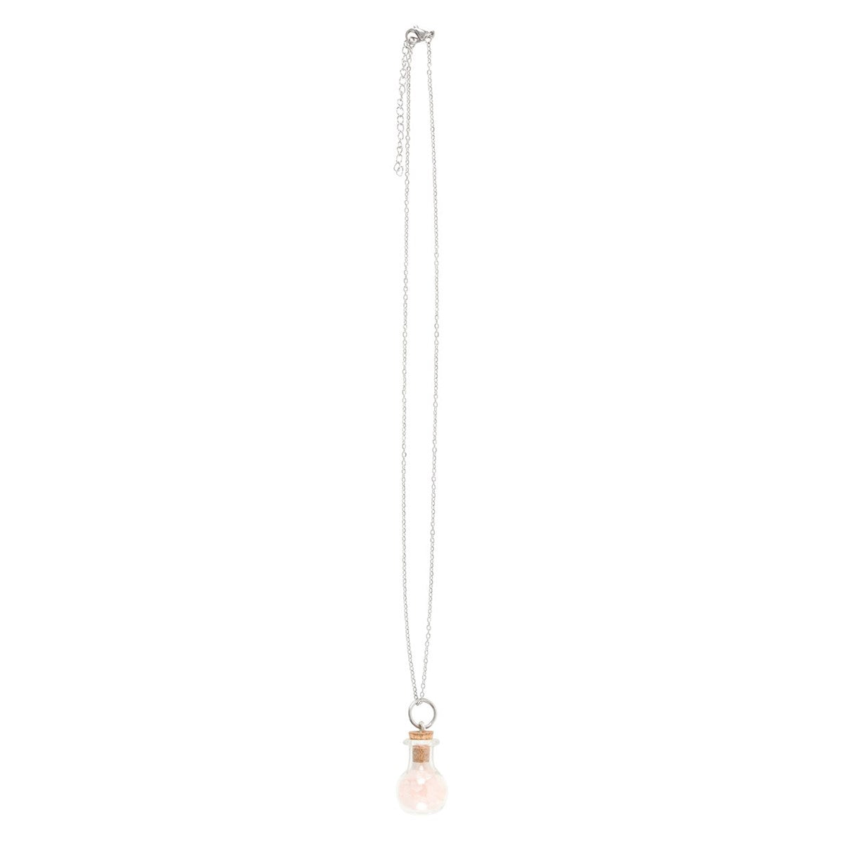 White-Silver-Brown - Back - Something Different Love Rose Quartz Potion Bottle Necklace