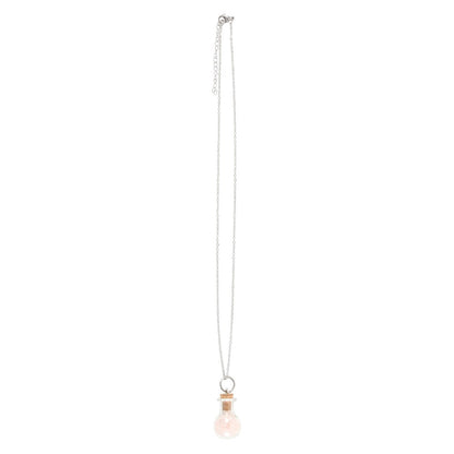 White-Silver-Brown - Back - Something Different Love Rose Quartz Potion Bottle Necklace