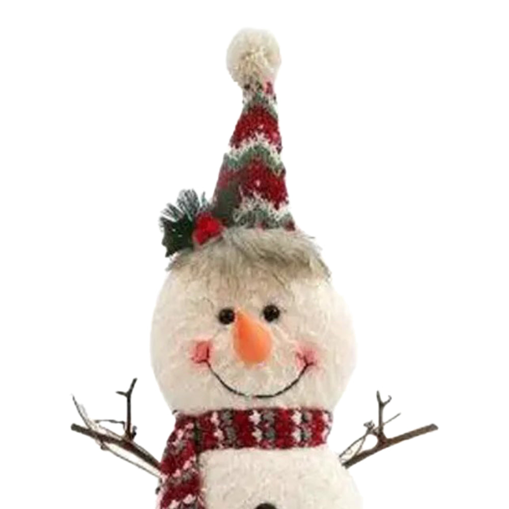 Beige-Red - Back - Something Different Snowman Christmas Decoration