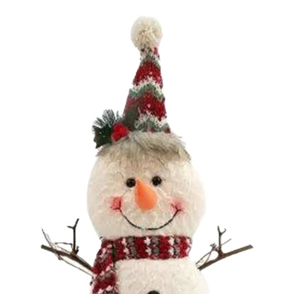 Beige-Red - Back - Something Different Snowman Christmas Decoration