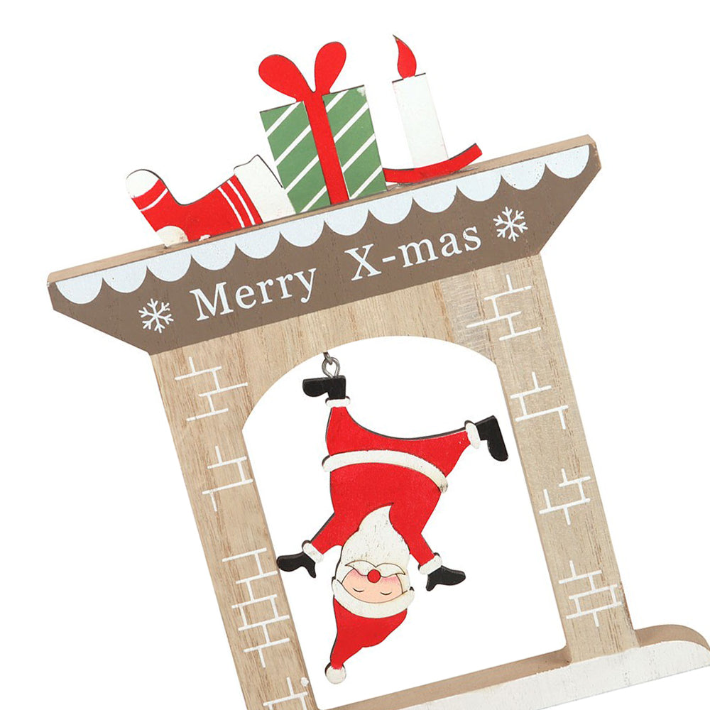 Grey-Red-Green - Back - Something Different Falling Santa Wooden Christmas Ornament